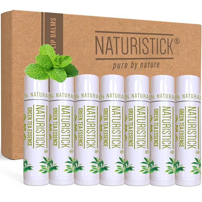 7-Pack Green Tea Lip Balm Gift Lips.