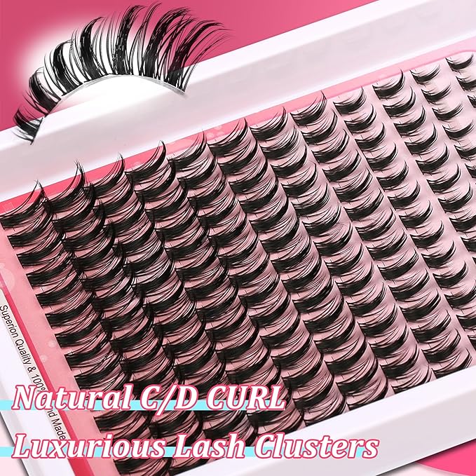 Lash Clusters Lash 168PCS Eyelash Clusters Volume Long 8-18mm C/D Curl Individual Lashes DIY Spiky Lash Extension Mega Cluster Eyelash Extensions Mink Strips Lashes Thick