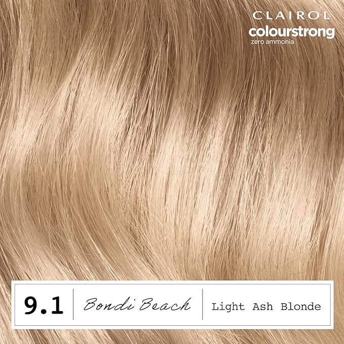 Clairol ColorStrong Permanent Zero Ammonia Hair Dye, 9.1 Light Ash Blonde – Bondi Beach Hair Color, Pack of 1