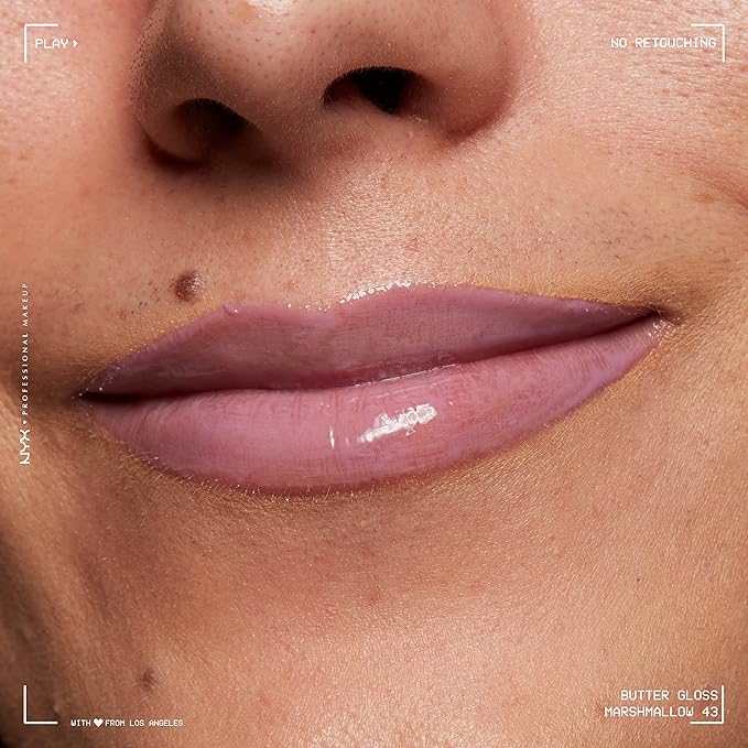 NYX PROFESSIONAL MAKEUP Butter Gloss, Non-Sticky Lip Gloss - Marshmallow (Muted Lilac) (Pack of 2)