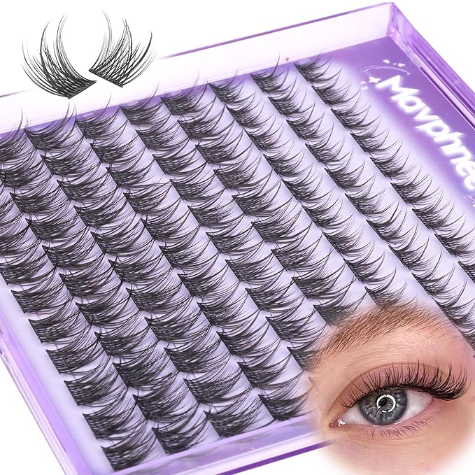 Natural Lash Clusters 8MM 10MM 12MM Eyelash Clusters Short Wispy DIY Spider Lash Extensions CC Curve Individual Lashes Fluffy Cluster Eyelash Extensions for Clean Girl & No Makeup