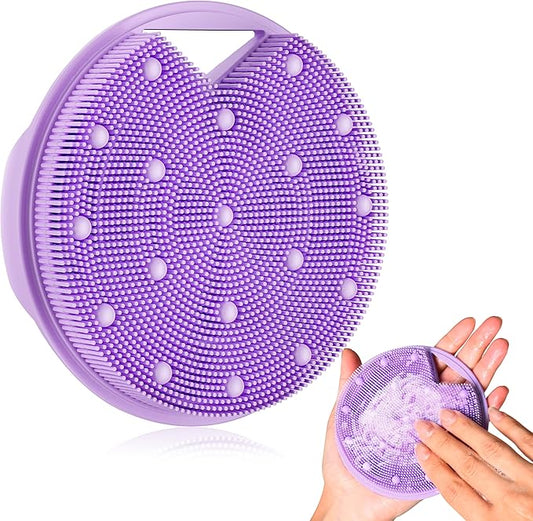 New Upgrade - Silicone Body Scrubber, Anti Zinc Infused - Heavy Nodes, Multifunctional Silicone Loofah for Humid Environment, Shower, Exfoliating, Lymphatic Drainage, Blood Circulation - Purple