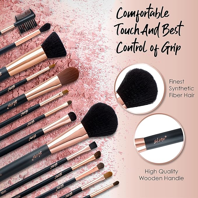 Professional Makeup Brush Set - Skone Luxe Pro Makeup Brushes, 6 pc Set
