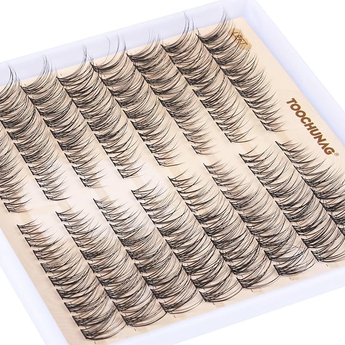 Cat Eye Lash Extension Kit Natural DIY Eyelash Extension Kit Wispy Lash Clusters Kit Individual Lashes with Lash Bond and Seal and Eyelash Clusters Tweezers by TOOCHUNAG