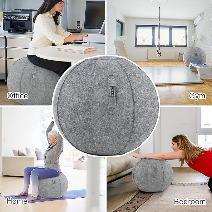 Yoga Ball Exercise Ball, Anti Slip Stability Ball Chair, 25” Heavy Duty Large Gym Ball for Fitness, Balance and Core Workout with Cover, Easy Clean
