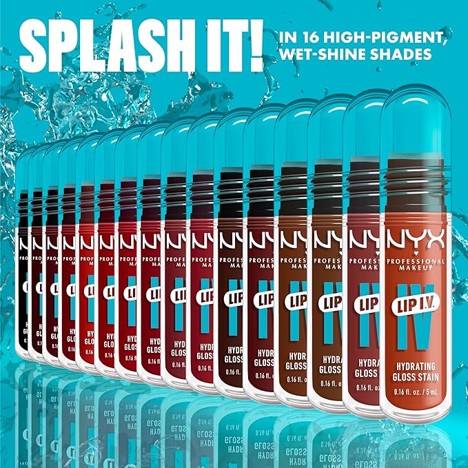 NYX PROFESSIONAL MAKEUP Lip IV Hydrating Glossy Lip Stain with 12HR Hydration - Mocha Me Wet (Brown)