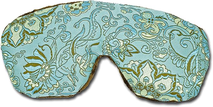 Candi Andi Handmade Opulence Yoga Eye Pillow - Weighted Flaxseed Fill, Lavender Aromatherapy, Satin & Velvet, Adjustable Strap - Ideal for Meditation & Restful Sleep - Blue Lagoon - TEMFL-BL