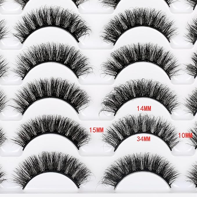 Pooplunch False Eyelashes Cat Eye Lash Volume Natural Crossed Faux Mink Wispy Fake Eyelash Strips Lashes 14 Pairs Pack
