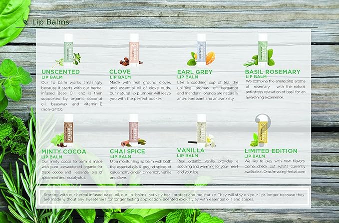 Unscented Lip Balm, Herbal Lip Balm,