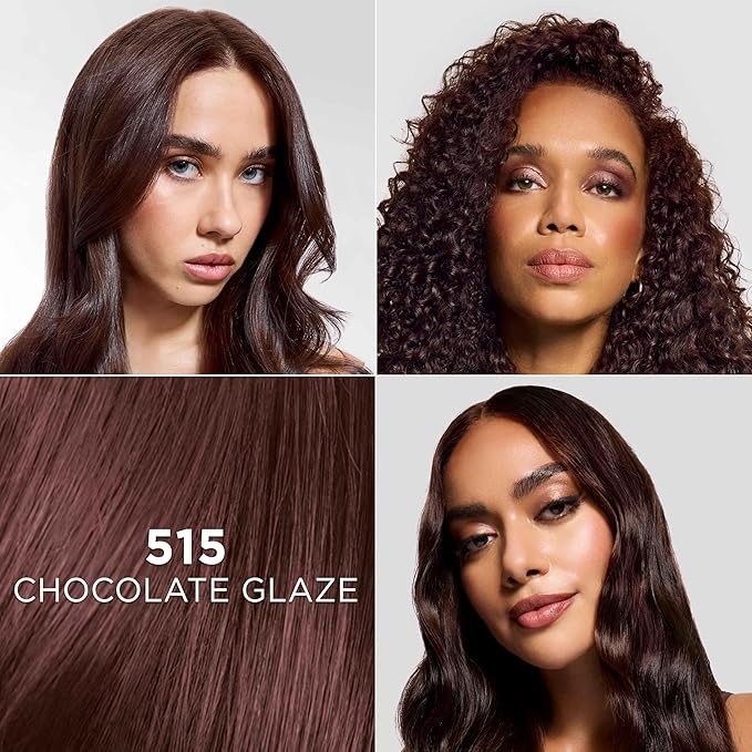 L'Oreal Paris Feria Multi-Faceted Shimmering Permanent Hair Color, High Intensity Hair Dye for 3X Highlights, 515 Chocolate Glaze, 1 Kit