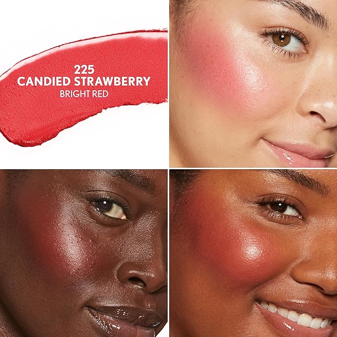 COVERGIRL Trublend Skin Enhancer Blush Balm Stick, Vegan Formula, Easy to Use, Glides on Effortlessly, Non-Greasy, Doesn't Crease - 225 Candied Strawberry (Bright Red)