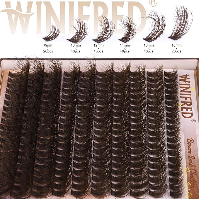 Brown Lash Clusters Dark Brown Individual Lashes Wispy Thick Volume Lash Extension D Curvature Clusters Eyelashes 80D Clusters Lashes by Winifred (8-18mm)