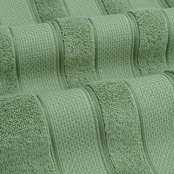 American Soft Linen Salem 100% Cotton Turkish 4 Piece Bath Towels for Bathroom, 600 GSM Soft Absorbent Quick Dry Bath Towel Set, Sage Green