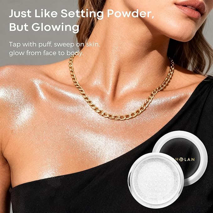 BEPHOLAN Highlighter Powder,High Gloss Glitter,Sparkling Powder Makeup for Face and Body - High-Pigment Shimmer Makeup, Long-Lasting & Buildable（Starlight Mist 10g）