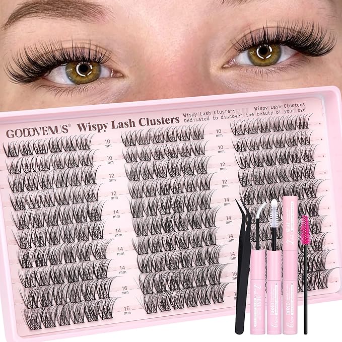 Wispy Lash Clusters Kit Mascara-like Natural Eyelash Clusters Lashes Cluster Eyelash Extensions Kit 10-16mm False Eyelashes Individual Lashes C Curl Lash Extension Kit For DIY