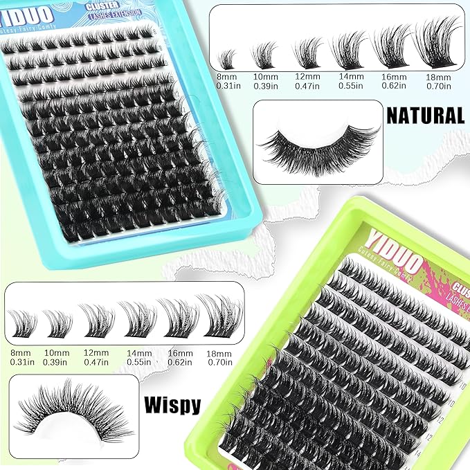 Lash Clusters Kit 6 Styles Bulk Packs Eyelash Extensions Volume/Manga/ultra/Dramatic with pikes Bottom Lashes Clusters Kit 5-20mm Wispy D Curl Individual Fake Eyelashes Kit DIY at Home Easily