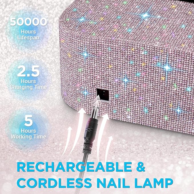 Cordless uv nail lamp, rechargeable