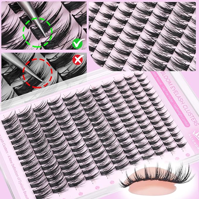 Spiky Lash Clusters Kit Manga Eyelash Extensions Kit with Lash Bond and Seal Doll Anime Lash Extensions with Invisible Band Natural Volume Individual Lashes Kit 165Pcs 8MM-16MM