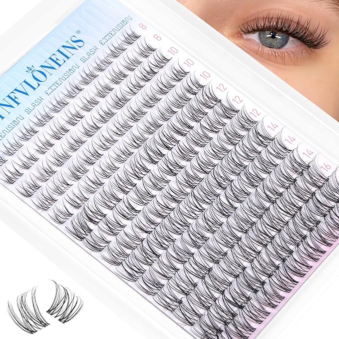 Wispy Lash Clusters Natural Eyelash Clusters Clear Band Cluster Eyelash Extensions CC-Curly Individual Lashes Clusters 8-16MM Lash Extension DIY Cluster Eyelashes Pack by TNFVLONEINS