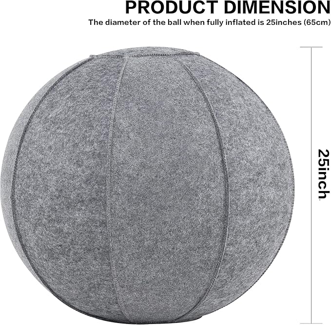 Yoga Ball Exercise Ball, Anti Slip Stability Ball Chair, 25” Heavy Duty Large Gym Ball for Fitness, Balance and Core Workout with Cover, Easy Clean