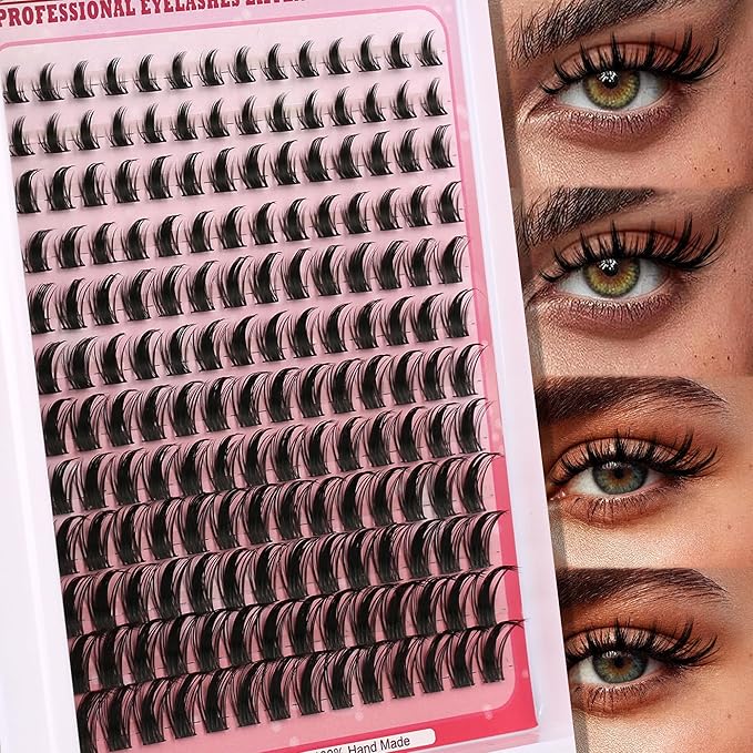 Lash Clusters Lash 168PCS Eyelash Clusters Volume Long 8-18mm C/D Curl Individual Lashes DIY Spiky Lash Extension Mega Cluster Eyelash Extensions Mink Strips Lashes Thick