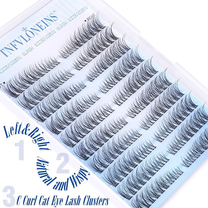 Natural Lash Clusters Wispy Cluster Eyelash Extensions Left&Right Cluster Lashes C Curl Individual Lashes Extension DIY Natural Eye Lash Clusters by TNFVLONEINS