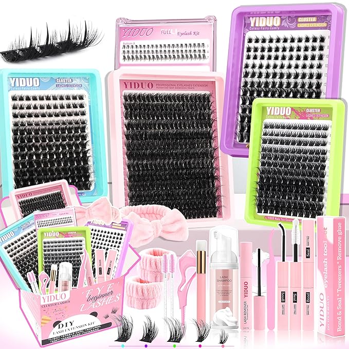 Lash Clusters Kit 6 Styles Bulk Packs Eyelash Extensions Volume/Manga/ultra/Dramatic with pikes Bottom Lashes Clusters Kit 5-20mm Wispy D Curl Individual Fake Eyelashes Kit DIY at Home Easily