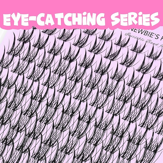 VEYESBEAUTY Lash Clusters Eyelash Extensions Thin & Invisible Band DIY Individual False Eyelashes Newbie's Five-Second Series Wispy Lash Tray for Self-application, Sylph Lashes 8-18mm Mixed Length