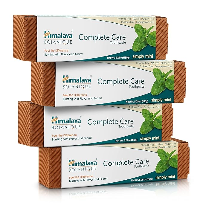 Himalaya Botanique Complete Care Toothpaste - Herbal, Mint, Fluoride-Free, SLS Free - 5.29 Oz, 4 Pack