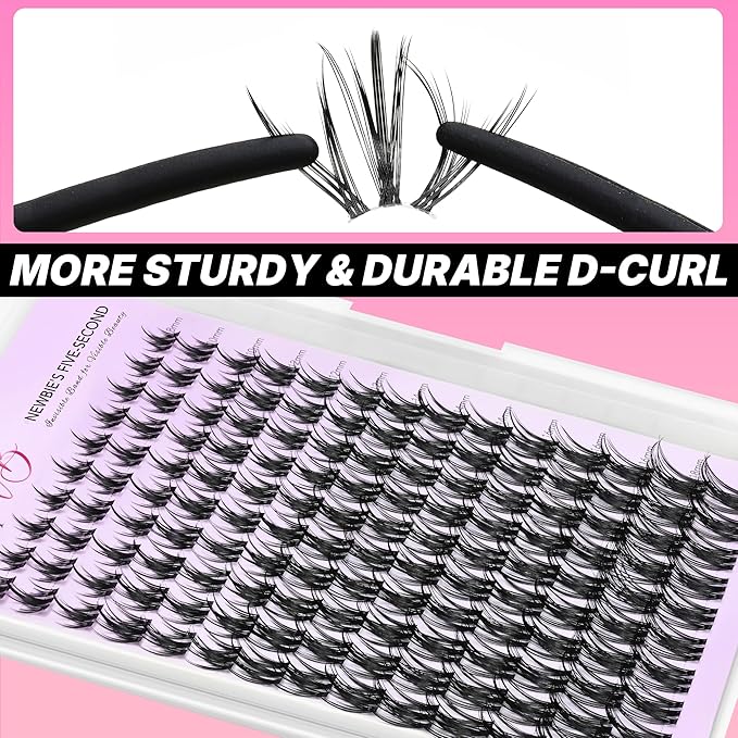 VEYESBEAUTY Lash Clusters Kit Eyelash Extensions Thin & Invisible Band Individual False Eyelashes Newbie's Five-Second Series Wispy Lash Tray for Self-application, Camellia Lashes 8-18mm Mixed Length