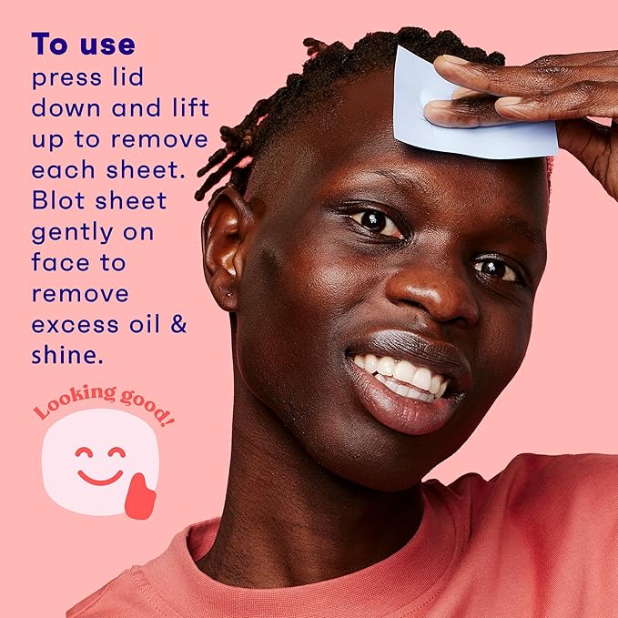 Clean & Clear Essentials Oil Absorbing Sheets, Portable Blotting Papers for Shine Control on the Face & Nose, Blotting Sheets Instantly Remove Excess Oil Without Smudging Makeup, 3 Pack