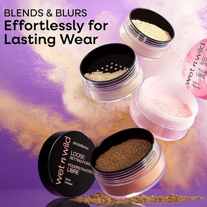 wet n wild Photo Focus Loose Baking Setting Powder, Highlighter Makeup, Suitable for All Skin Tones - Banana
