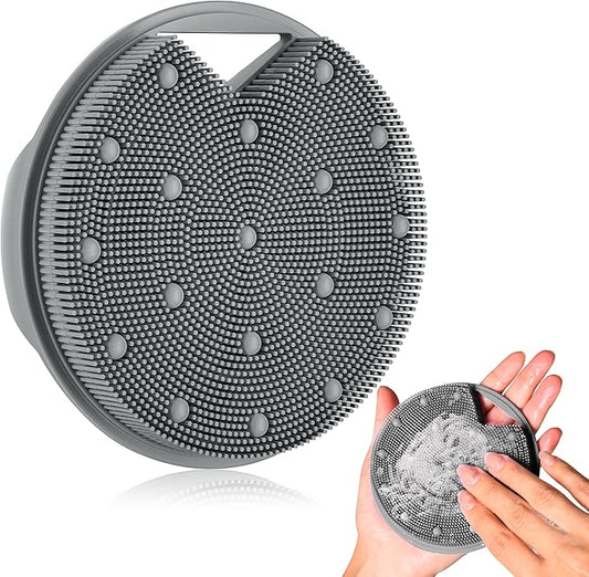 New Upgrade - Silicone Body Scrubber, Anti Zinc Infused - Heavy Nodes, Multifunctional Silicone Loofah for Humid Environment, Shower, Exfoliating, Lymphatic Drainage, Blood Circulation - Gray