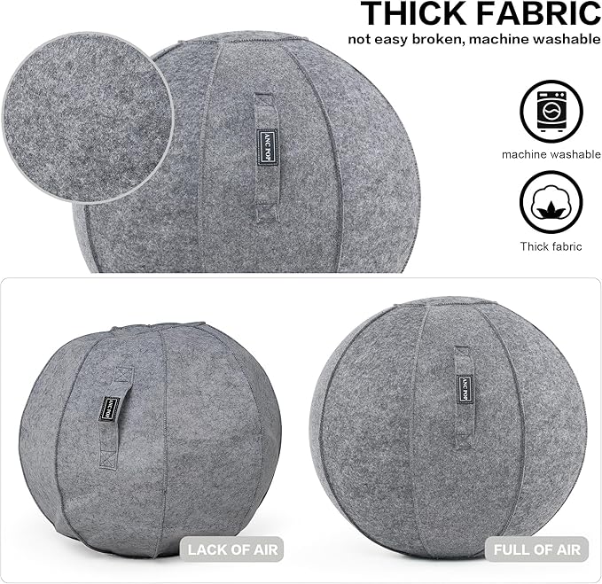 Yoga Ball Exercise Ball, Anti Slip Stability Ball Chair, 25” Heavy Duty Large Gym Ball for Fitness, Balance and Core Workout with Cover, Easy Clean