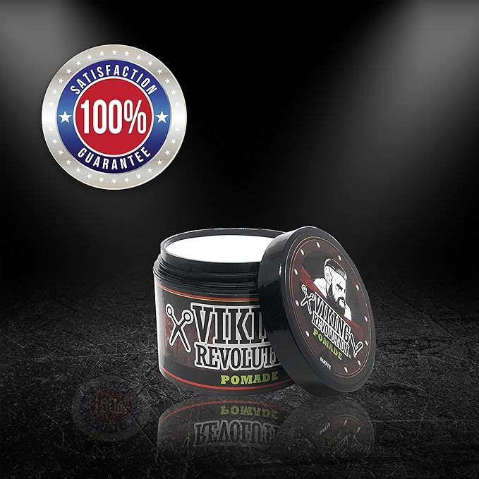 Viking Revolution Hair Pomade for Men (New Formula) - Medium Hold and Matte Shine Free for Classic Look 4oz - Water Based & Easy to Wash Out