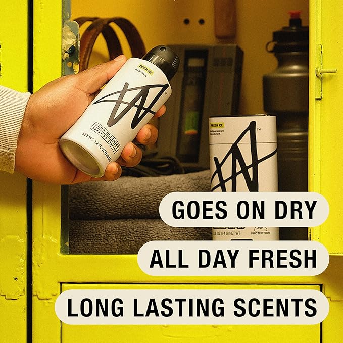 Jake Paul Fresh Ice Body Spray for Men By W, Odor Blocking Body Deodorant, Long Lasting Protection, 3.4 fl oz (Pack of 2)