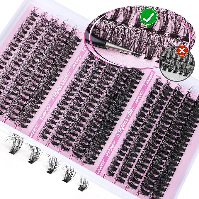 Full Volume Lash Clusters DIY Lash Extension 300pcs Clusters Lashes D Curly Eyelash Extension 8-16mm Individual Lashes Mink for Self Application at Home by Focipeysa (Mink Lash Clusters 8-16mm)