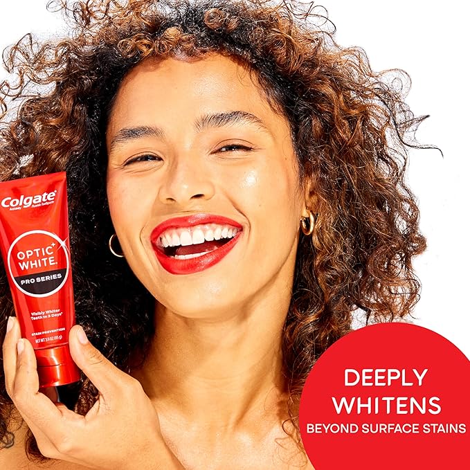 Colgate Optic White Pro Series Stain Prevention Hydrogen Peroxide Toothpaste, Teeth Whitening Toothpaste, Effectively Removes Tea, Coffee, and Wine Stains, Enamel-Safe for Daily Use, 3 Pack, 3.0 oz