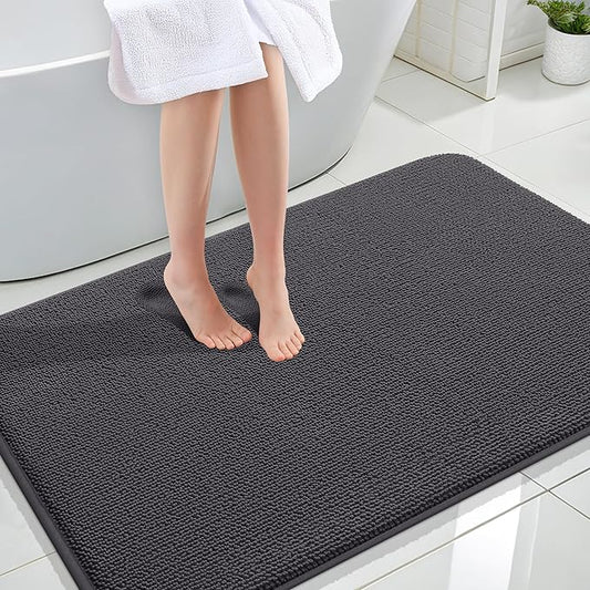 OLANLY Thick Memory Foam Bath Mat Rug 47x32, Extra Soft Absorbent Bathroom Rug, Quick Dry Bath Mats, Non-Slip, Machine Washable Carpet for Bathroom, Tub and Shower, Home Decor Accessories, Dark Grey