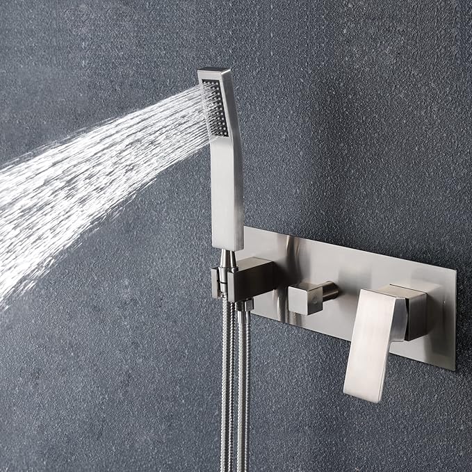 SUMERAIN Brushed Nickel Rain Shower System with Handheld Shower, Pressure Balance Shower Head System with Rough in Valve