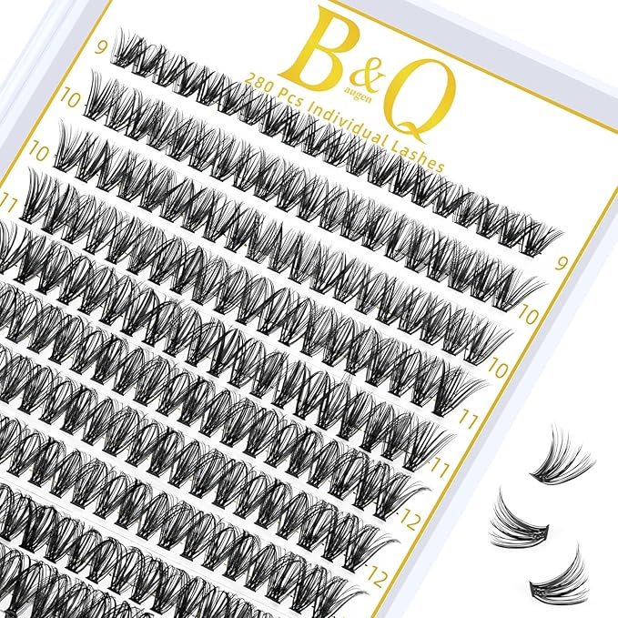 B&Q Lash Clusters 280PCS Eyelash Clusters, 40D D 9-16MIX Individual Lash Comfortable Eyelash Extension, Classic Look & Soft Pestañas Postizas Diy at Home(RRDH-40D-0.07D-9-16MIX new)