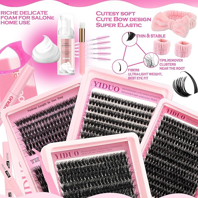 994Pcs Lashes Clusters Kit 60D/80D/100D Volume False Eyelash Extensions 10-20mm D Curl Wispy Individual Fake Eyelashes Kit, Volume Studio Effect with Bond&Seal|Tweezers|Removers|Cleanser