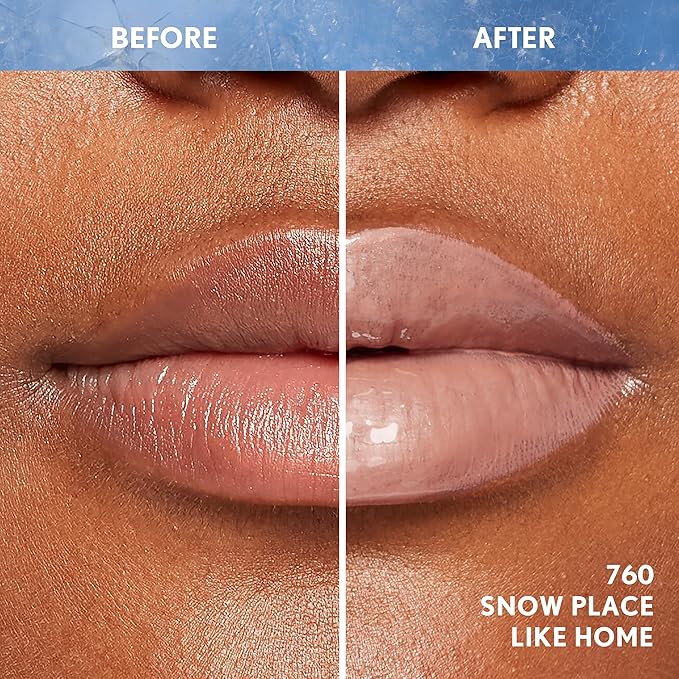 COVERGIRL Clean Fresh Yummy Plumper Lip Gloss, 760 Snow Place Like Home, Shiny, Vegan Formula, Easy to Apply, Minty Flavor, 0.33oz