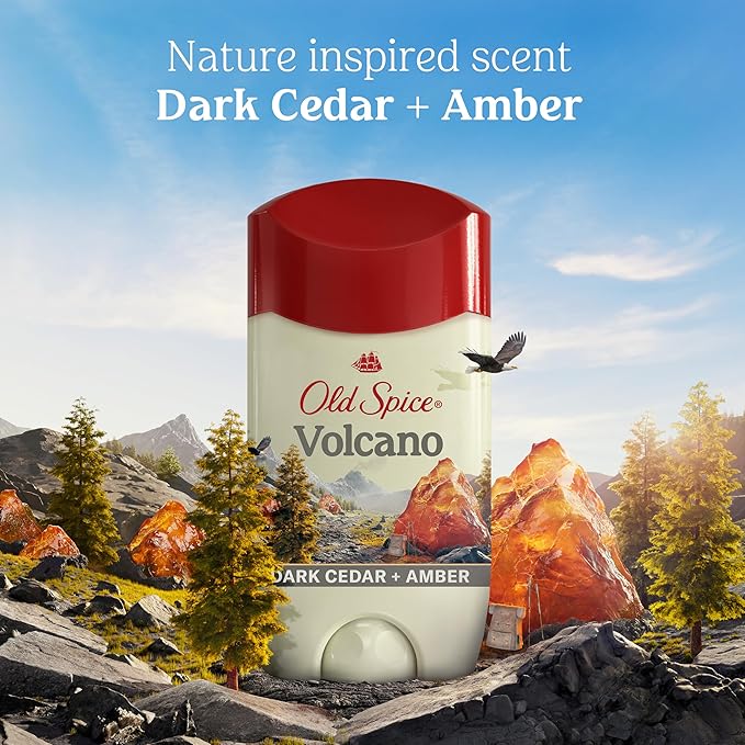 Old Spice Men's Antiperspirant & Deodorant Volcano with Charcoal, 48 Hr Odor Protection, 2.6oz (Pack of 3)