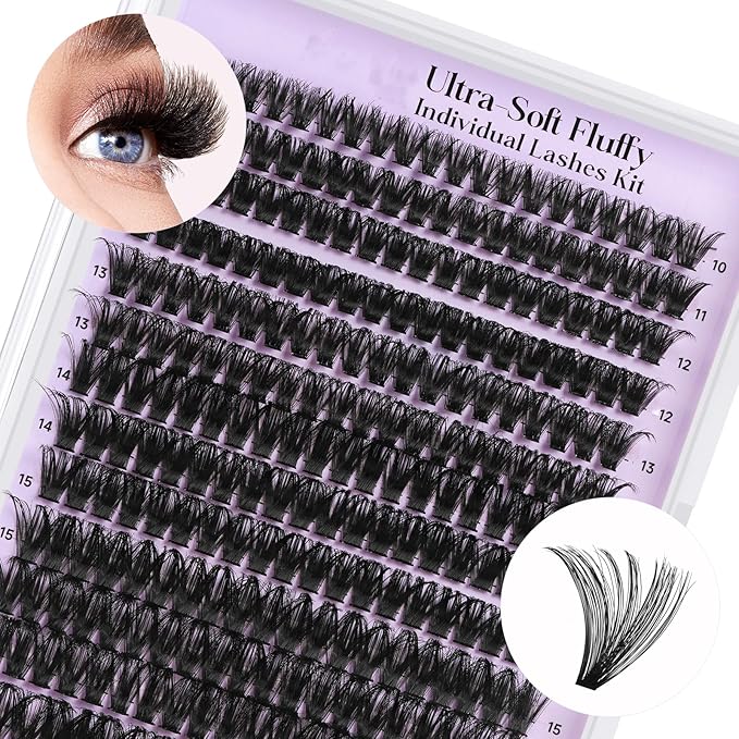 Lash Clusters 90D Individual Lashes Eyelash Clusters Supersoft D Curl Cluster Eyelash Extensions 10-18 Mixed Eyelash Extension Wispy Volume Cluster Lashes DIY at Home (90D-D-10-18MIX)