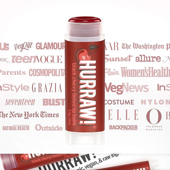 Hurraw! Black Cherry Tinted Lip Balm, Palm