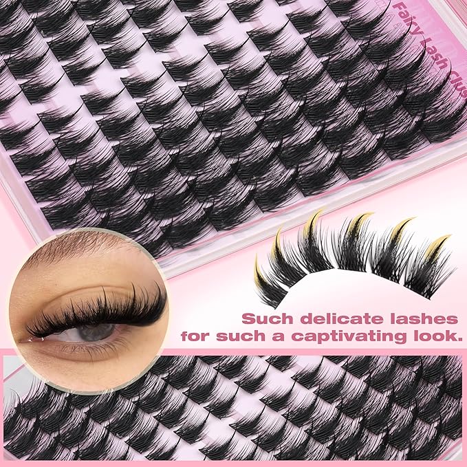 Spikes Lash Clusters Natural Clusters Eyelash Extensions Fairy Eyelash Clusters Wispy Lash Extension Anime Individual Lashes Clusters Matched Length DIY Cluster Lashes for Beginners by TNFVLONEINS