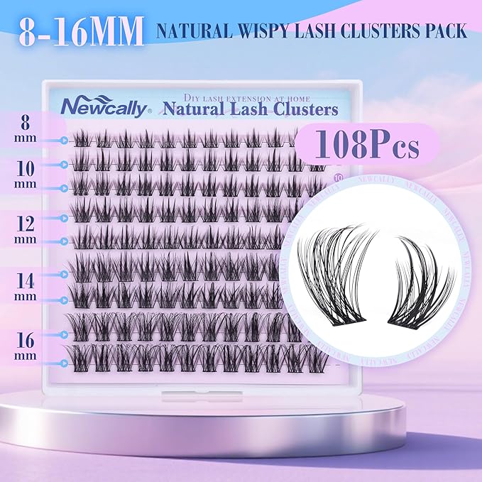 Lash Clusters Wispy Natural Look Eyelash Clusters Manga Cluster Eyelash Extensions 8-16MM Individual Lashes 8-16MM DIY Lash Extension Beginner-friendly by Newcally