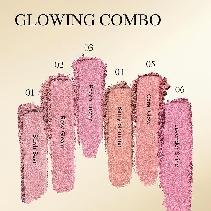PHOFAY Luminous Blush Powder-Multi-Use Formula,Ultra-Fine & Smooth,2-in-1 Baked Blush Highlighting Powder Blush Buildable Face Makeup Shimmer Finish,Long-Lasting Wear with Natural Luminous Glow (05#)