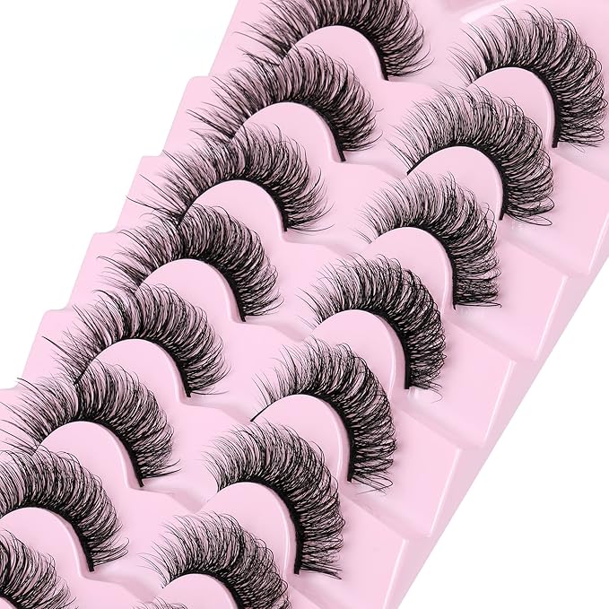 JIMIRE Faux Mink Lashes Wispy Fairy Strip Lashes Full Fluffy False Eyelashes Cat Eye Pestañas 5D Multilayer Spiky Butterfly 15MM Volume Fake Lashes 8 Pairs Pack